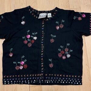Michael Simon Black with Sequin Heart Shaped Cherries